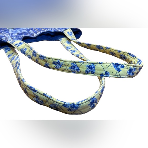 Small Quilted Tote Blue & Yellow Floral 13” x 12” - Picture 6 of 7